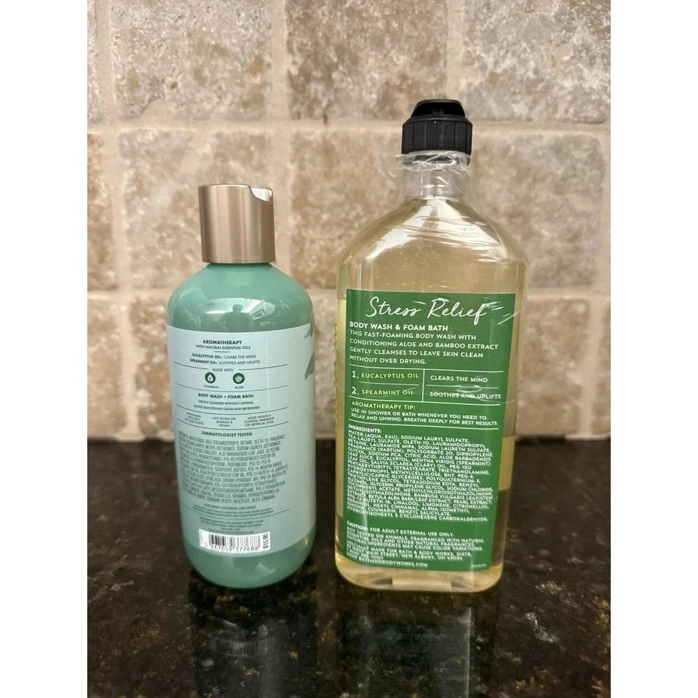 2 Bath and Body Works Aromatherapy Stress Relief Body‎ Wash and Foam Bath